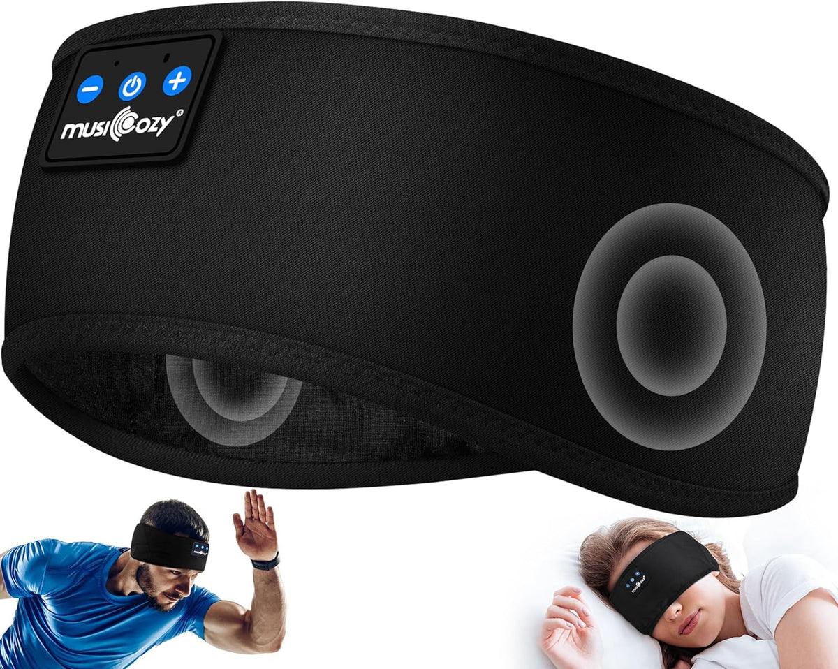 MUSICOZY Sleep Headphones Bluetooth 5.4 Headband, Sports Wireless Earphones Sweat Resistant Earbuds Sleeping Headphone with Ultra-Thin HD Stereo