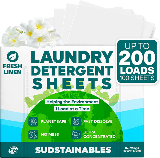 Sudstainables Laundry Detergent Sheets (200 Loads) – Eco-Friendly, Zero Waste, Plastic-Free Laundry Washing Machines Soap Sheets; Dissolvable
