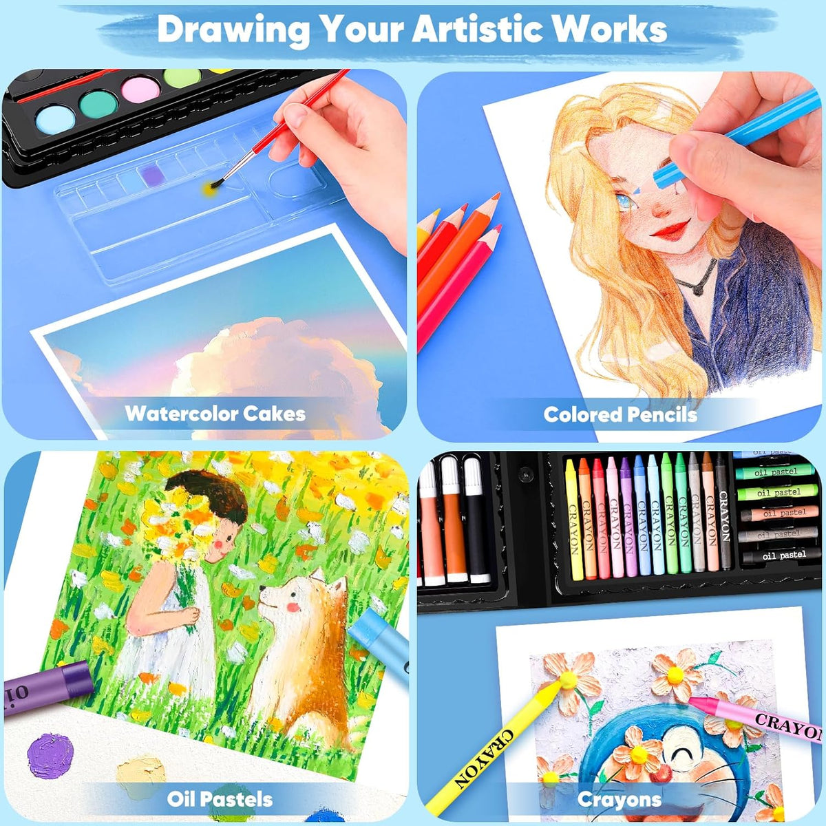 iBayam Art Supplies, 149-Pack Drawing Kit Painting Art Set Art Kits Gifts Box, Arts and Crafts for Kids Girls Boys, with Coloring Book, Crayons