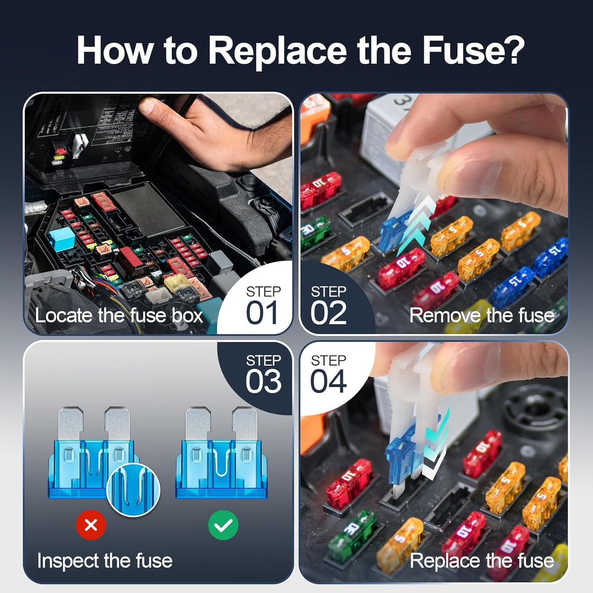 JOREST 300Pcs Car Fuse Assortment Kit, 160 Mini Blade Fuses Automotive + 90 Standard Auto Fuses + 50 Micro + Puller – Replacement for RV Camper Boat