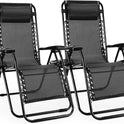 Sweetcrispy Zero Gravity Chairs, Set of 2 Portable Recliner Beach Camping Patio Outdoor Folding Lounge Chair with Cup Holder Trays and Adjustable