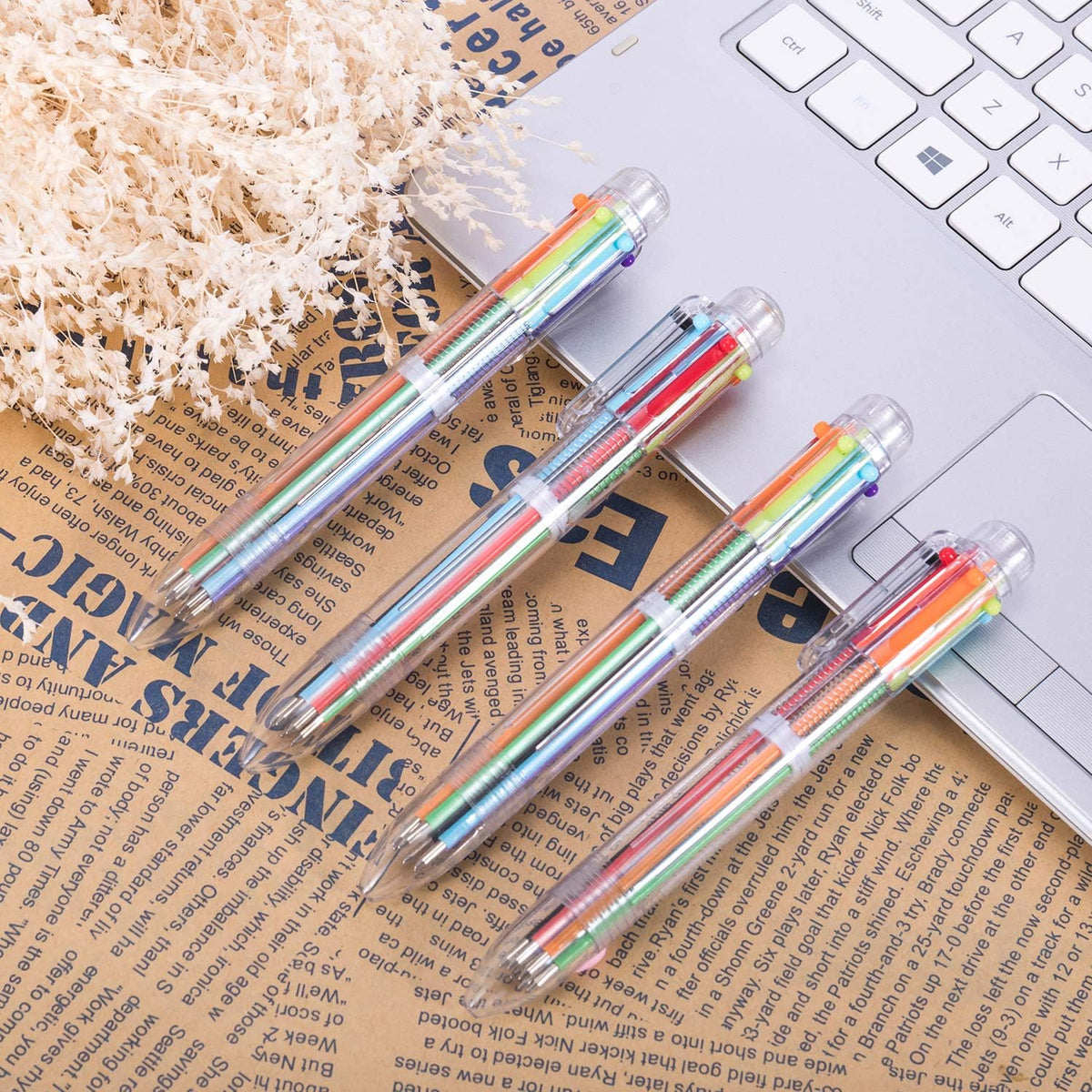 Favide 22 Pack 0.5mm 6-in-1 Multicolor Ballpoint Pen,6-Color Retractable Ballpoint Pens for Office School Supplies Students Children Gift,Kids Party