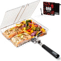 SHIZZO Grill Basket Set, Barbecue BBQ Grilling, Stainless Steel Folding Portable Outdoor Camping Rack for Fish, Shrimp, Vegetables, Cooking