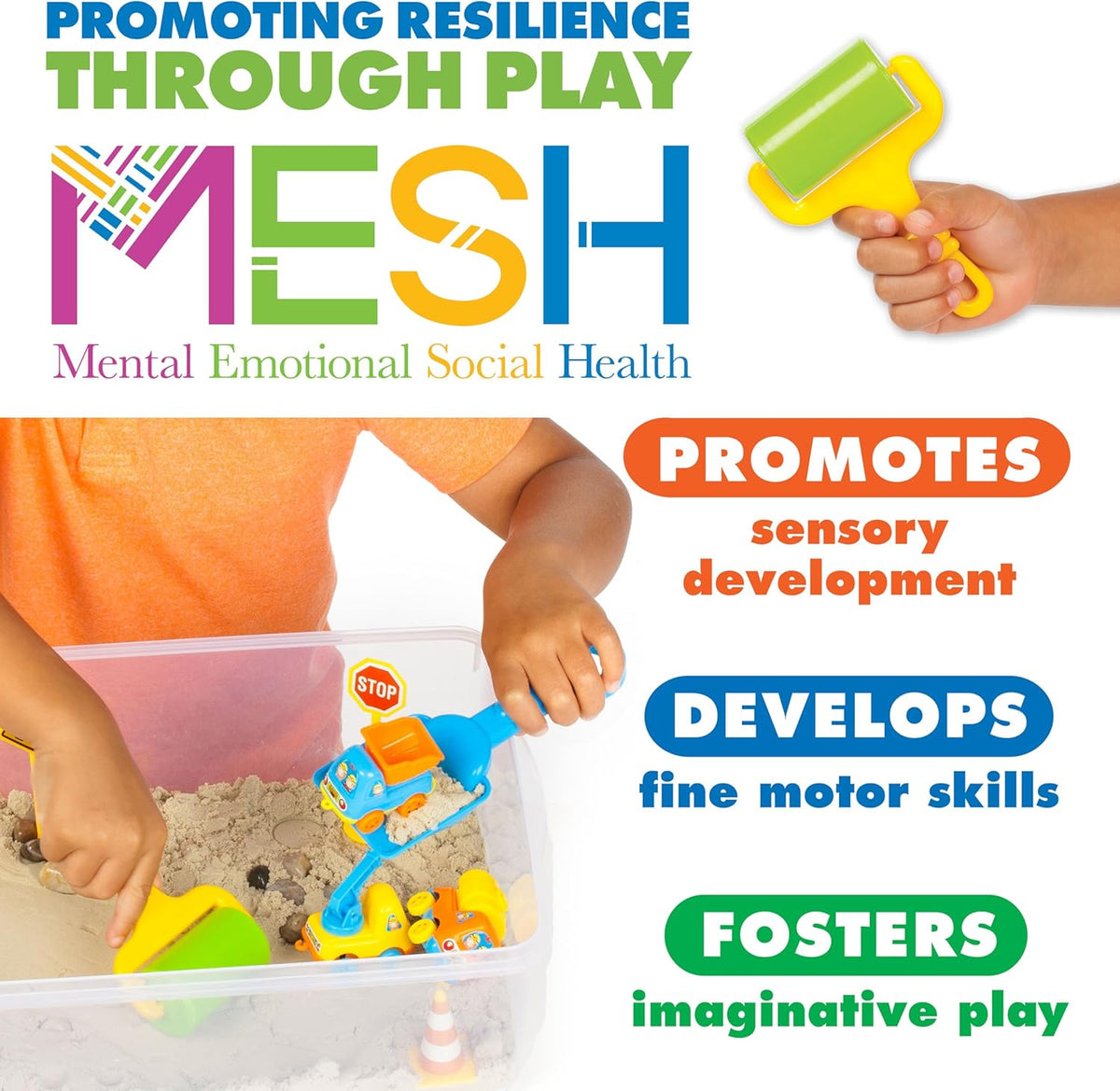 Creativity for Kids Sensory Bin: Construction Zone Playset - Preschool Learning Activities, Excavator Toys for Boys Ages 3-5+, Outdoor Toys and Gifts