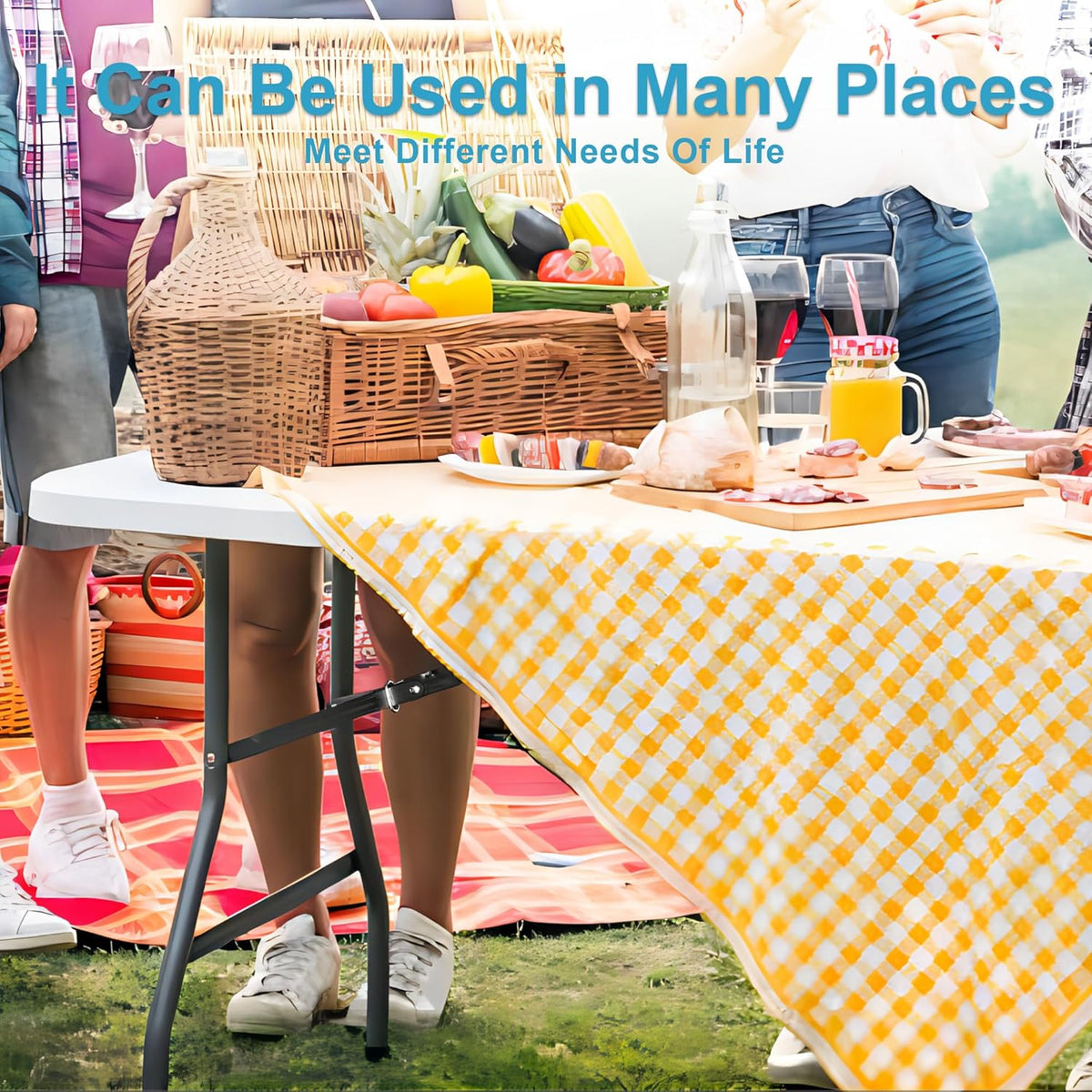 Bblife 6FT Folding Tables Heavy Duty Folding Table, Multi-Functional Fold up Table for Outdoor Camping Picnic Parties, Indoor Events White Training