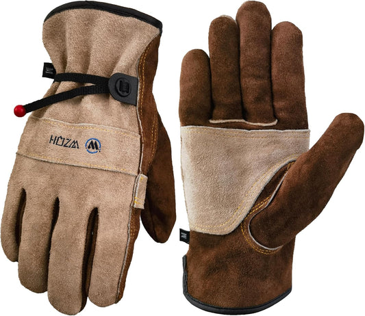 Leather Work Gloves for Men or Women. Large Glove for Gardening, Tig/Mig Welding, Construction, Chainsaw, Farm, Ranch, etc. Cowhide, Cotton Lined