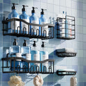 5-Pack Rustproof Stainless Steel Shower Caddy Set– No Drill Adhesive Bathroom Organizer, Space-Saving Shower Shelves for Apartment Essentials