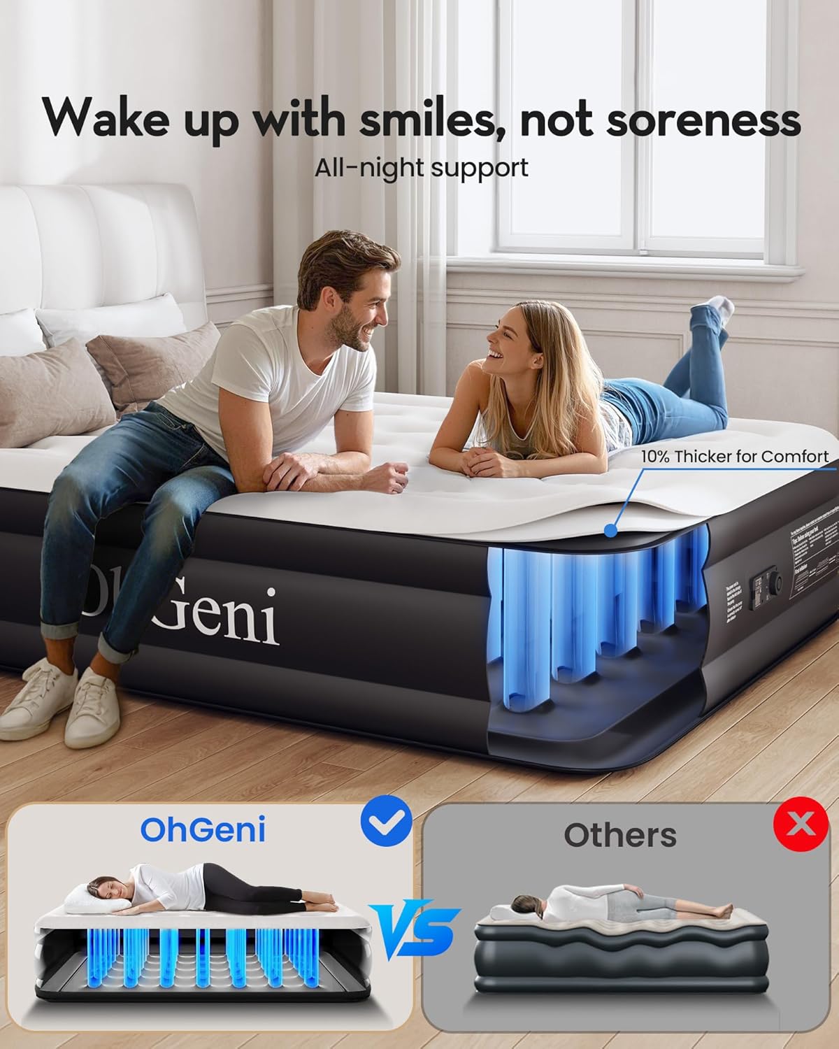 Air Mattress Queen with Built in Pump, Inflatable Mattress Blow Up Mattress 18 Raised Comfort,Upgraded Surface Portable Bed, Air Bed for Home, Guest