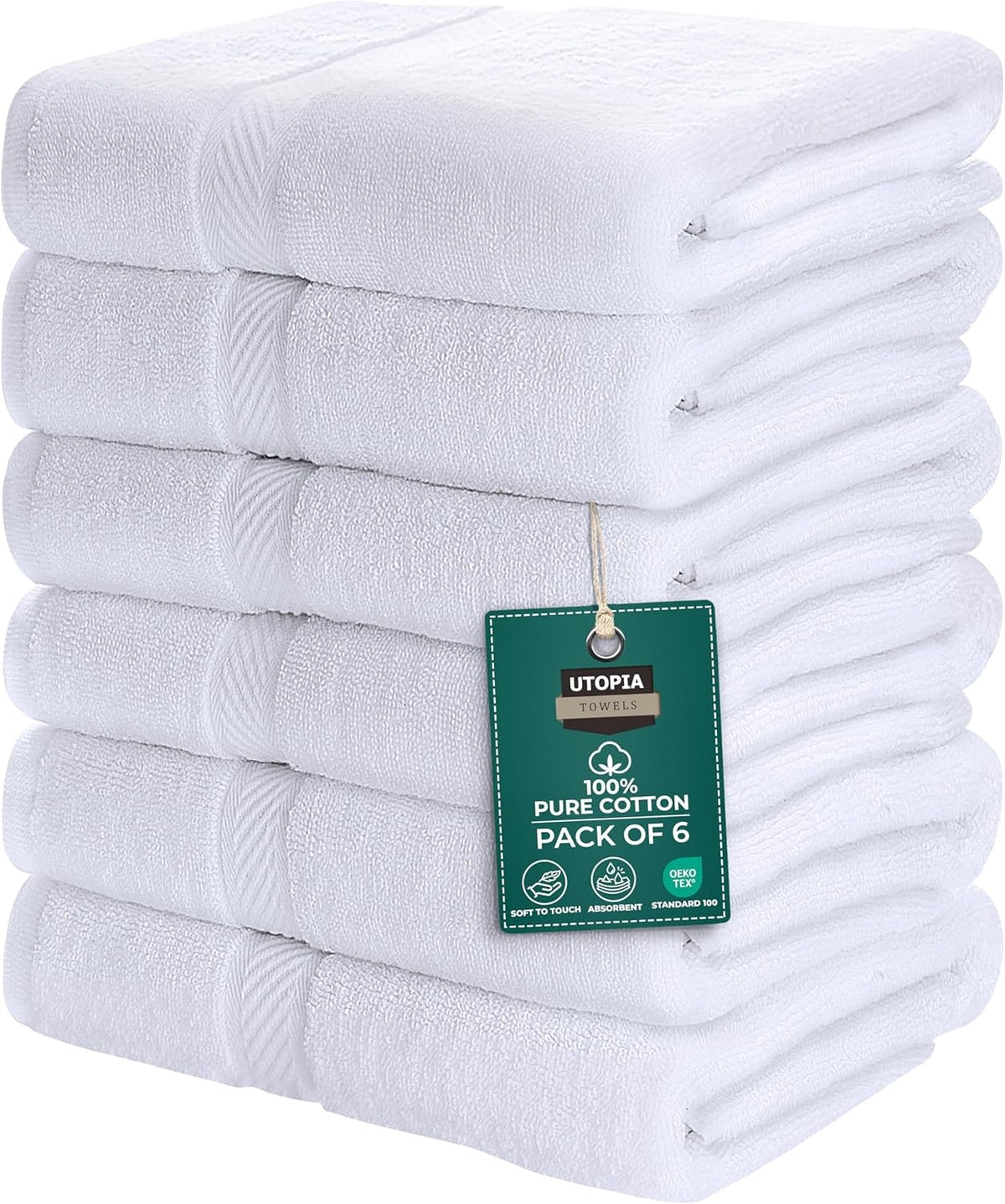 Utopia Towels 6 Pack Medium Bath Towel Set, 24 by 48 Inches, 500 GSM 100% Ring Spun Cotton, Lightweight and Highly Absorbent Quick Drying Premium