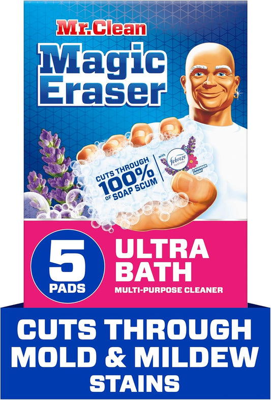 Mr. Clean Magic Eraser Sponge, Bathroom Cleaner, Shower Cleaner, Tub Cleaner, Soap Scum Remover, Bathroom Cleaning Supplies, Dawn Cleaning Power with