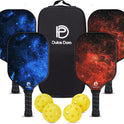DULCE DOM Pickleball Paddles Set of 2/4 - USAPA Approved, Fiberglass/Carbon Fiber Pickleball Racket with 4 Indoor Outdoor Pickleball Balls and