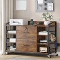 SEDETA 44" File Cabinet, Filing Cabinet fits Legal/Letter Size, 2 Drawer File Cabinets for Home Office with Lock, Power Strip, 6 Storage Shelves