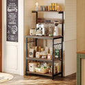 SUPERJARE Kitchen Bakers Rack with Power Outlet, Coffee Bar Table 4 Tiers, Kitchen Microwave Stand with 6 S-shaped Hooks, Storage Shelf Rack for