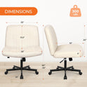 Orange Factory Criss Cross Chair Wheels Wide Cross Legged Office Desk Vanity Chair Comfy Fabric Armless Adjustable Swivel for Home Computer Task