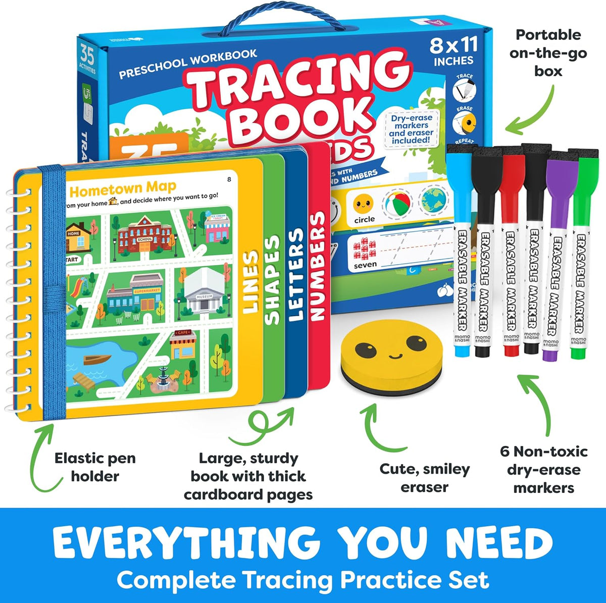 Preschool Learning Activities - Tracing Books for Kids Ages 3-5 - Toddler Handwriting Practice - Letter Tracing for Kids Preschool Kindergarten 3-4
