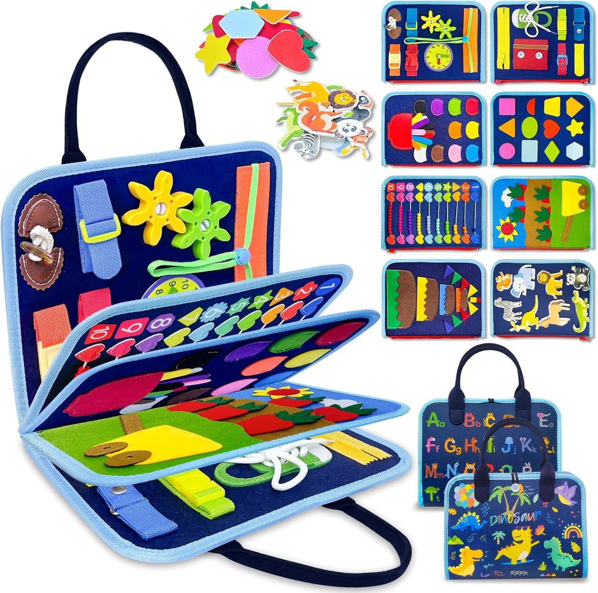 Exorany Busy Board Montessori Toys for Toddler Boy Birthday Gifts, Busy Book Sensory Learning Toys for Toddlers, Toddler Boy Airplane Car Travel Toy