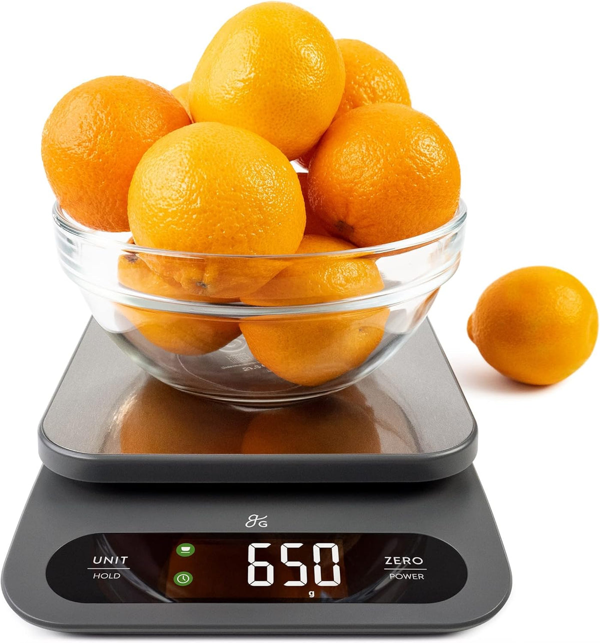 Greater Goods Digital Food Scale for Kitchen & Baking, 10kg/22lb High-Capacity Weight Scale with 1g Precision, Stainless Steel Platform, Hi-Def LCD