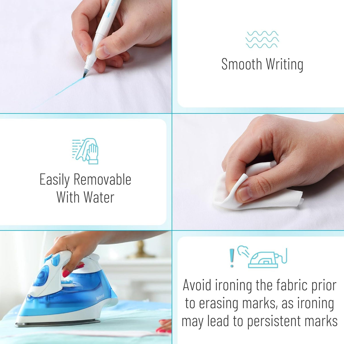 Mr. Pen- Fabric Markers for Sewing, 5 Pack, Blue, Erasable, Water Soluble Fabric Marker, Fabric Pens for Sewing Erasable, Washable Fabric Marker