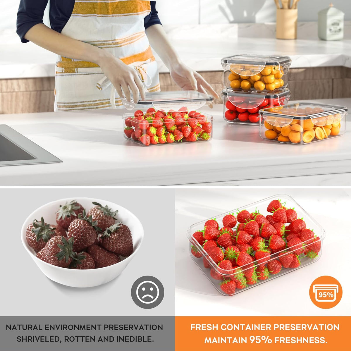 40 PCS Food Storage Containers with Lids Airtight (20 Containers & 20 Lids), Plastic Storage Meal Prep Container-Stackable 100% Leakproof & Microwave