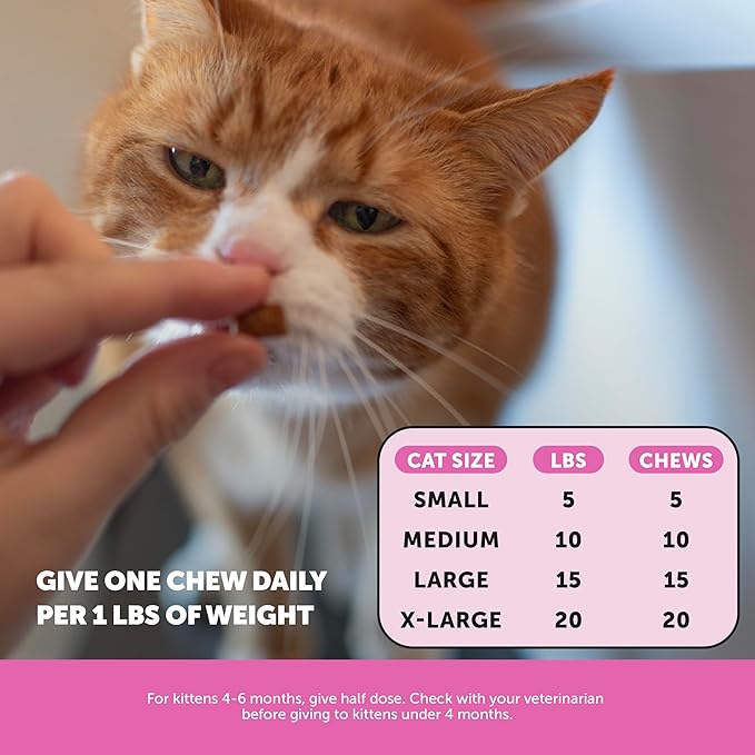 Cat Multivitamin Crunchy & Creamy Chews - Cat Treats for Health + Immune, Joint Support, Skin & Coat, & Digestion - Vitamins with Omega 3s, Lysine