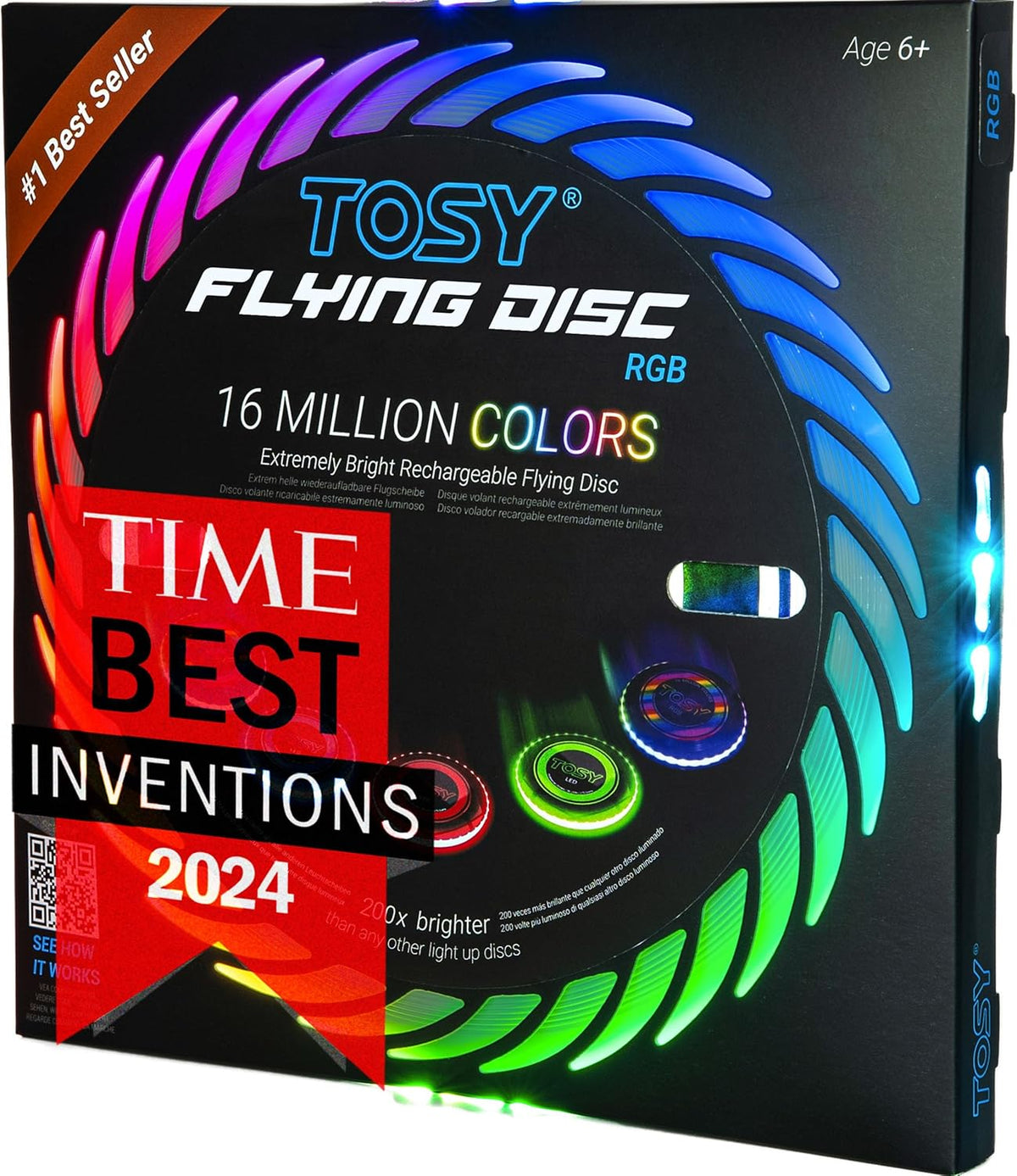 TOSY Flying Disc - 108 RGB Multicolor or 36 Monocolor LEDs, Super Bright, Smart Modes, Christmas Stocking Stuffers Gift, Camping Toy for