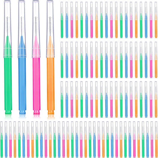 Patelai 100 Pieces Braces Brush for Cleaner Interdental Brush Toothpick Dental Tooth Flossing Head Oral Dental Hygiene Flosser Toothpick Cleaners