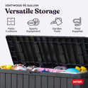 Keter Kentwood 92 Gallon Resin Deck Box-Organization and Storage for Patio Furniture Outdoor Cushions, Throw Pillows, Garden Tools and Pool Floats