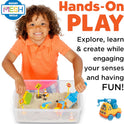 Creativity for Kids Sensory Bin: Construction Zone Playset - Preschool Learning Activities, Excavator Toys for Boys Ages 3-5+, Outdoor Toys and Gifts