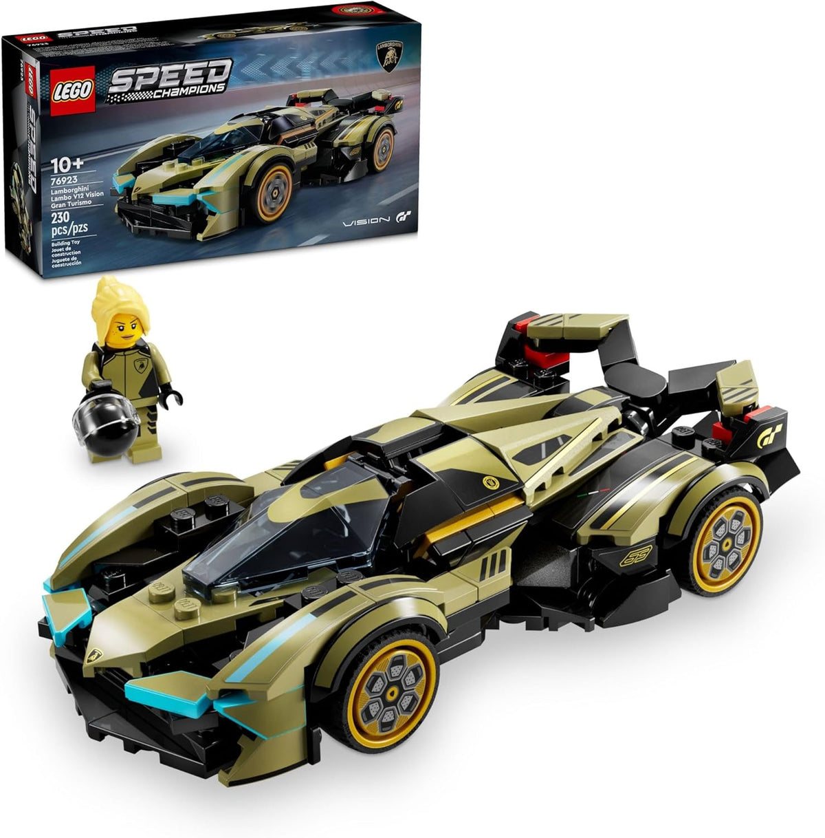 LEGO Speed Champions Lamborghini Lambo V12 Vision GT Super Car, Formula 1 Vehicle Toy, Driving Playset, Buildable Model Set for Kids, Lamborghini