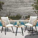 3 Piece Patio Bistro Set, Outdoor Wicker Apartment Balcony Furniture Sets, Rattan Table and Chairs Set of 2 for Porch Backyard Lawn Poolside Deck