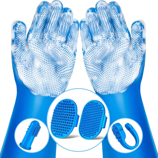 6PCS Pet Grooming Kit for Dogs,Cats and Horses | Dog Washing Gloves | Dog Bath Brush | Dog Bath Gloves | Dog Shampoo Brush | Pet Grooming Gloves