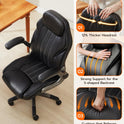 Office Desk Chair, Ergonomic Computer Chair with Padded Flip-Up Arms and Adjustable Lumbar Support, PU Leather Executive Chair with Tilt Lock and