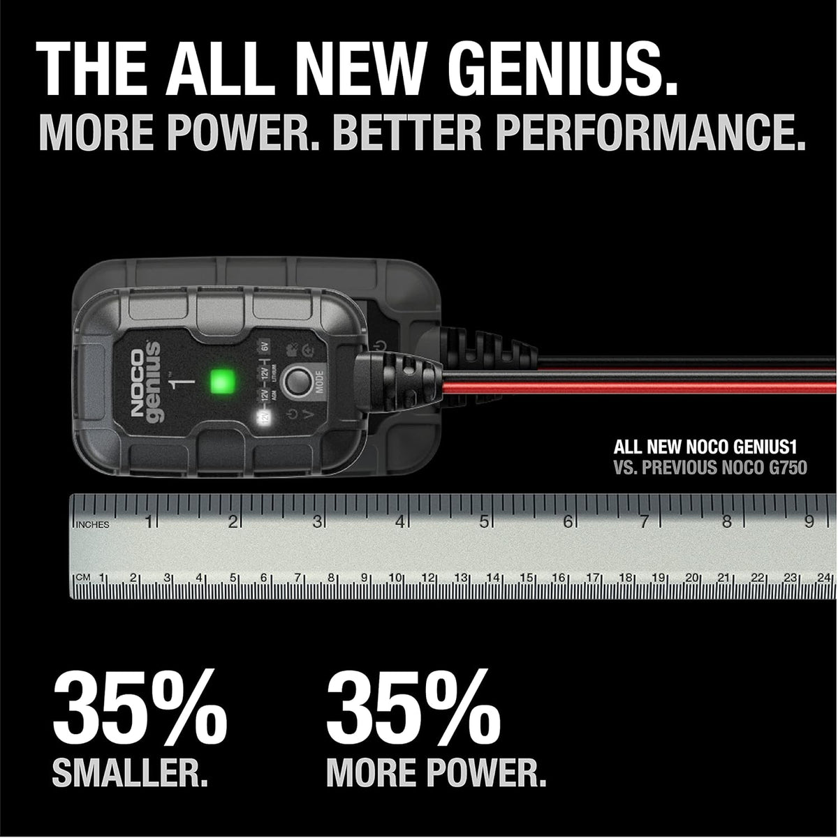 NOCO GENIUS1: 1A 6V/12V Smart Battery Charger – Automatic Maintainer, Trickle Charger & Desulfator with Overcharge Protection & Temperature