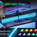 AODK 59 Inch Gaming Desk with USB Charging Ports & LED Light- Reversible Computer Desk with Storage Shelves & Monitor Stand, Modern Gamer Desk Table
