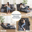 MAXYOYO Adjustable Floor Sofa Couch with 2 Pillows, Multi-Functional Bean Bag Bed, 5-Position Foldable Lazy Sofa Sleeper Bed with Armrest, Versatile