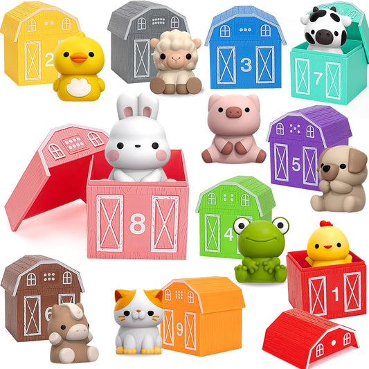 Learning Toys for 1,2,3 Year Old Toddlers, 20Pcs Farm Animals Toys Montessori Counting, Matching & Sorting Fine Motor Games, Birthday Easter Gift for