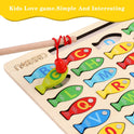 Magnetic Wooden Fishing Game Toy for Toddlers, Alphabet Fish Catching Counting Games Puzzle with Numbers and Letters, Preschool Learning ABC Math