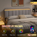 ONBRILL Adjustable Headboard for King/California King Size Bed Frame, Linen Fabric Bed Headboard with Storage & RGB LED Light in Modern Vertical