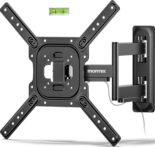 monTEK Full Motion TV Wall Mount for 23–65 Inch Flat & Curved TVs and Monitors, Swivel & Tilt Articulating Bracket, Max VESA 400x400mm, Holds up to