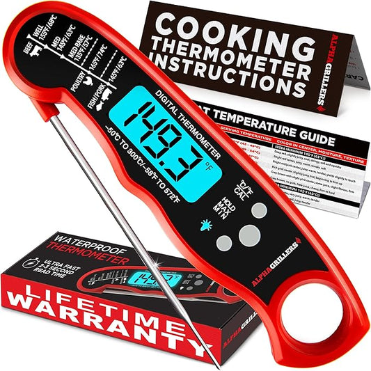 Alpha Grillers Meat Thermometer Digital - Instant Read Food Thermometer for Cooking and Grilling Gifts for Men Valentines Day Gifts for Him Her Mom