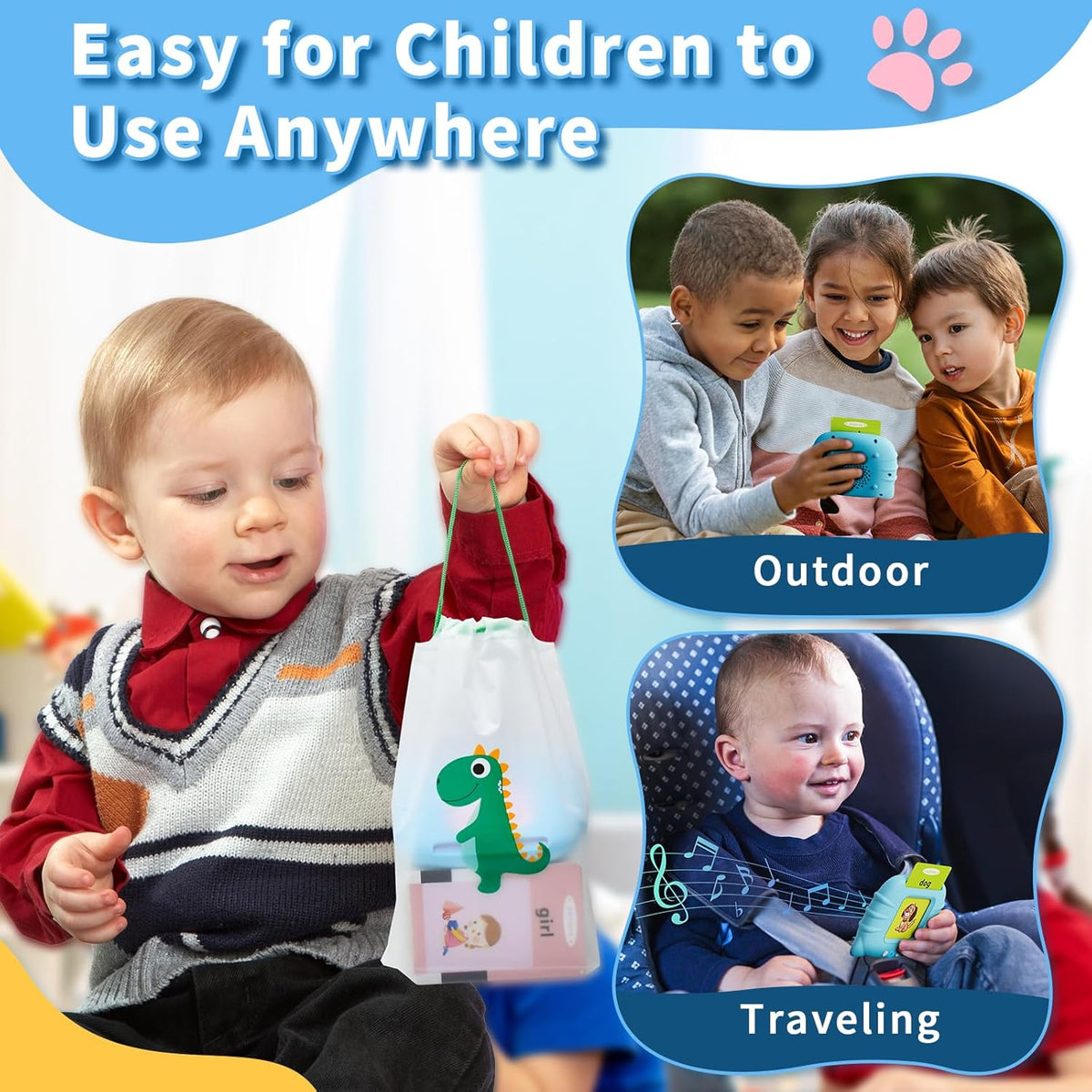 Toddler Toys Talking Flash Cards for 1 2 3 4 5 6 Year Old Boys and Girls, Autism Sensory Toys for Autistic Children, Learning Educational Montessori
