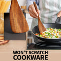Zulay Kitchen 6-Piece Wooden Spoons for Cooking - Smooth Finish Teak Wood Utensils - Soft Comfort-Grip Cooking Wood Spoons Non-Stick Teak