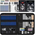 Prina 50 Pack Drawing Set Sketch Kit, Sketching Supplies with 3-Color Sketchbook, Graphite, and Charcoal Pencils, Pro Art Drawing Kit for Artists