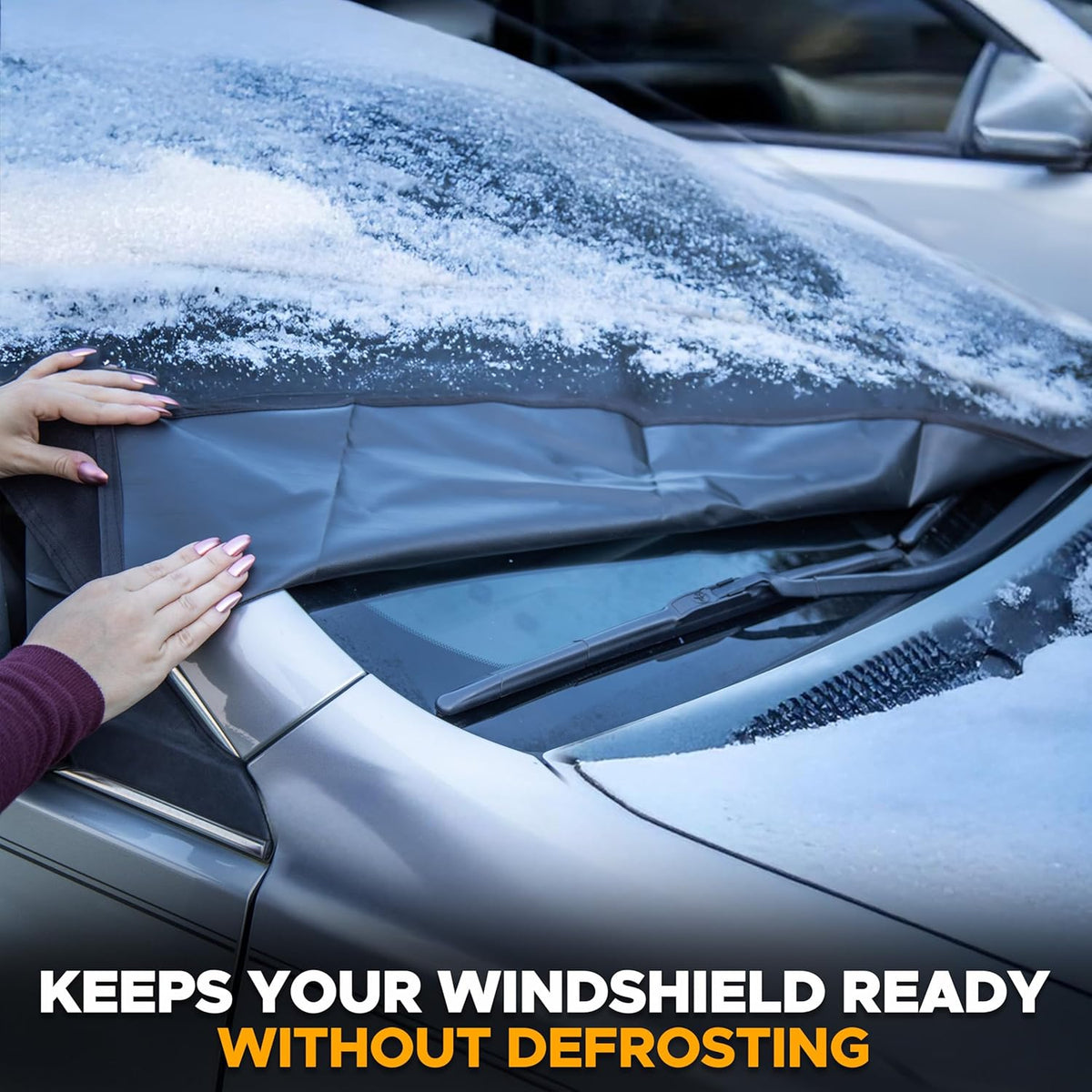EcoNour Windshield Cover for Ice and Snow - Universal Fit for Car, SUV, Truck, Heavy Duty 600D Oxford Fabric Frost Protector for Ice & Sleet