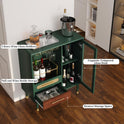ARTPOWER Modern Coffee Bar Cabinet with Wine Glass Rack and Drawers, Green Liquor Cabinet with Pull-Out Wine Storage for Kitchen, Dining Room, Living