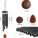 Large Aluminium Wind Chimes 37" to Create a Zen Atmosphere Suitable for Outdoor, Garden, Patio Decoration. Classic Black Wind Chime with Wind Catcher
