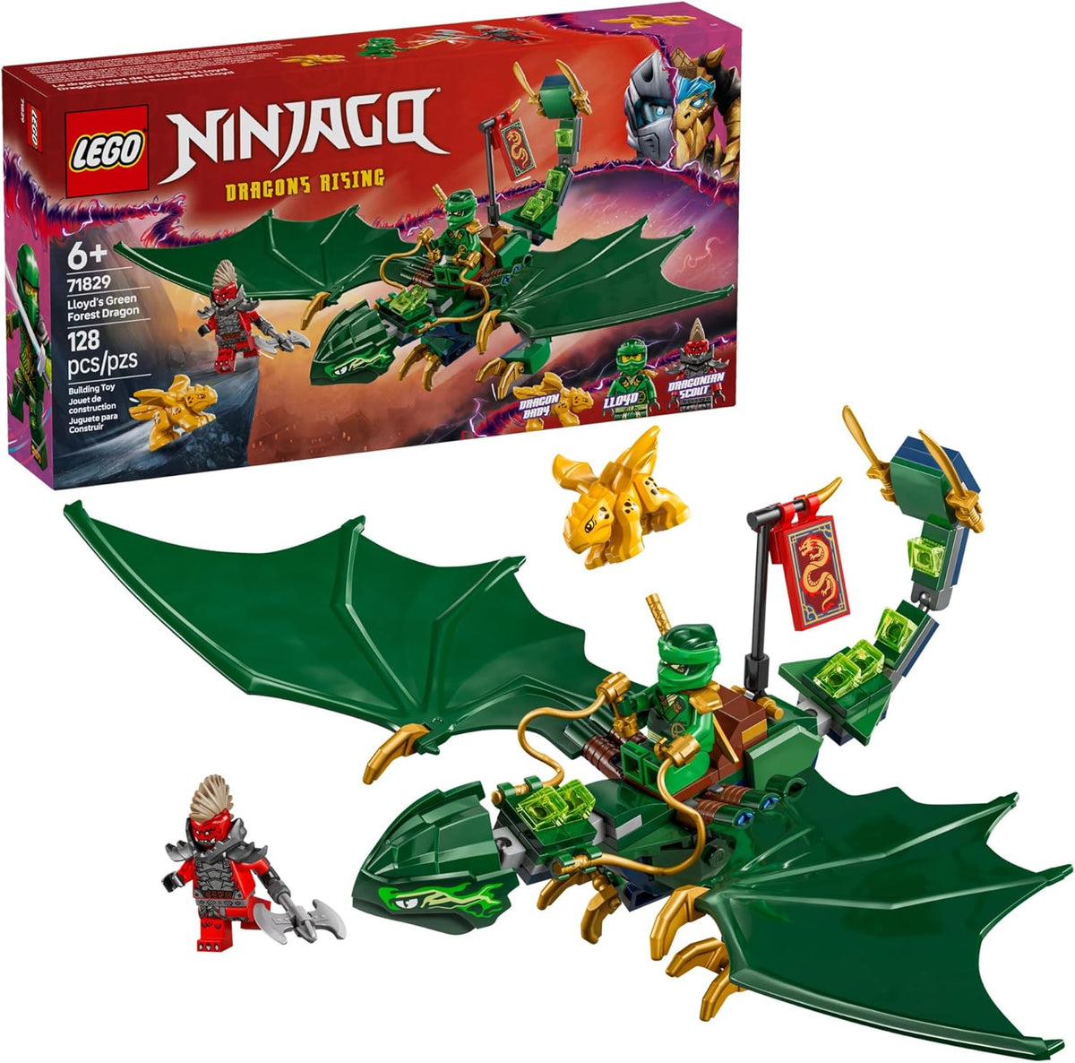 LEGO NINJAGO Lloyd's Green Forest Dragon Toy - Pretend Play Building Toy for Boys and Girls, Ages 6+ - Birthday Gift for Kids - Dragon Figurine with