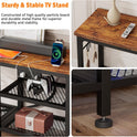 Furologee TV Stand with Power Outlets, Entertainment Center with Open Storage Shelves for TVs up to 55 Inch, Media Console Table with Soundbar Shelf