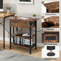 End Table with Charging Station, Flip Top Side Table with USB Ports and Outlets, 3-Tier Small Side Table with Storage for Small Space, End Tables for