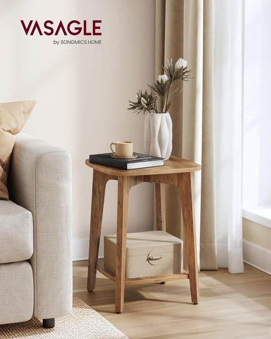 VASAGLE MAEZO Collection - Side Table, 2-Tier Small Square End Table, Nightstand with Tapered Legs, Curved Transitions, for Small Spaces, Living